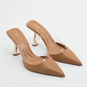 Zara Tan Vinyl Mules